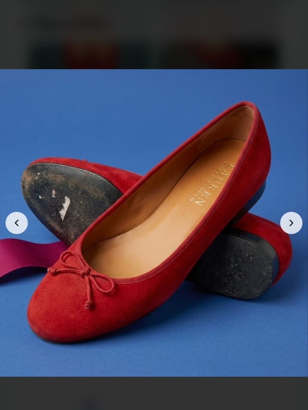 Ralph Lauren Size 10 Red Suede Ballet Flats - Women's Classic Slip-On
